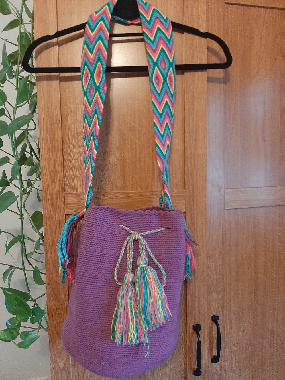 Authentic Colombian BAG. Handmade Purple Boho Tassel Bag